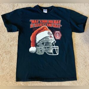 Rare Christmas Santa Hat Ohio State Buckeyes Football T Shirt Size S-M NCAA
